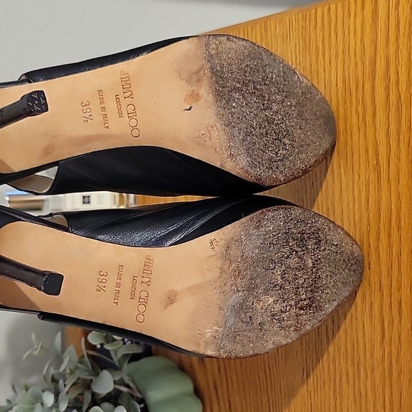Jimmy Choo black peep toe platform slingbacks 9.5 (8.5 fit) - Picture 5 of 9